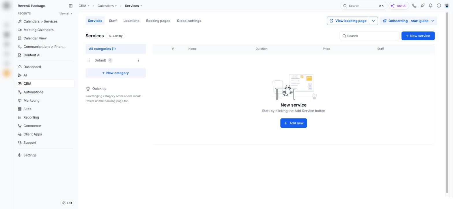 Services in a revenu account
